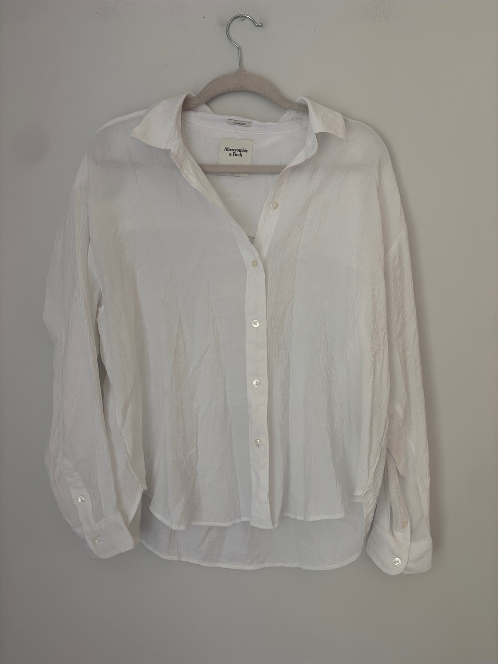 Abercrombie & Fitch White Gauze Button-Down Shirt Size Medium